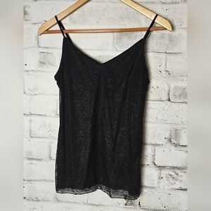 Banana Republic Black Lace Trim Cami Tank Adjustable Straps Size M